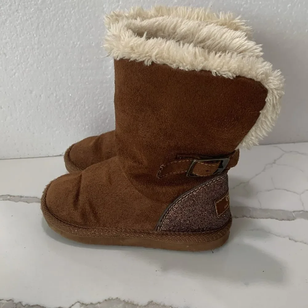 Oshkosh B’Gosh | Little Girls Winter Faux Fur Lined Brown Boots Size 7 toddler